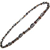 Accents Kingdom Men's Hematite Therapy & Healing Stone with Tiger's Eye Bead Necklace