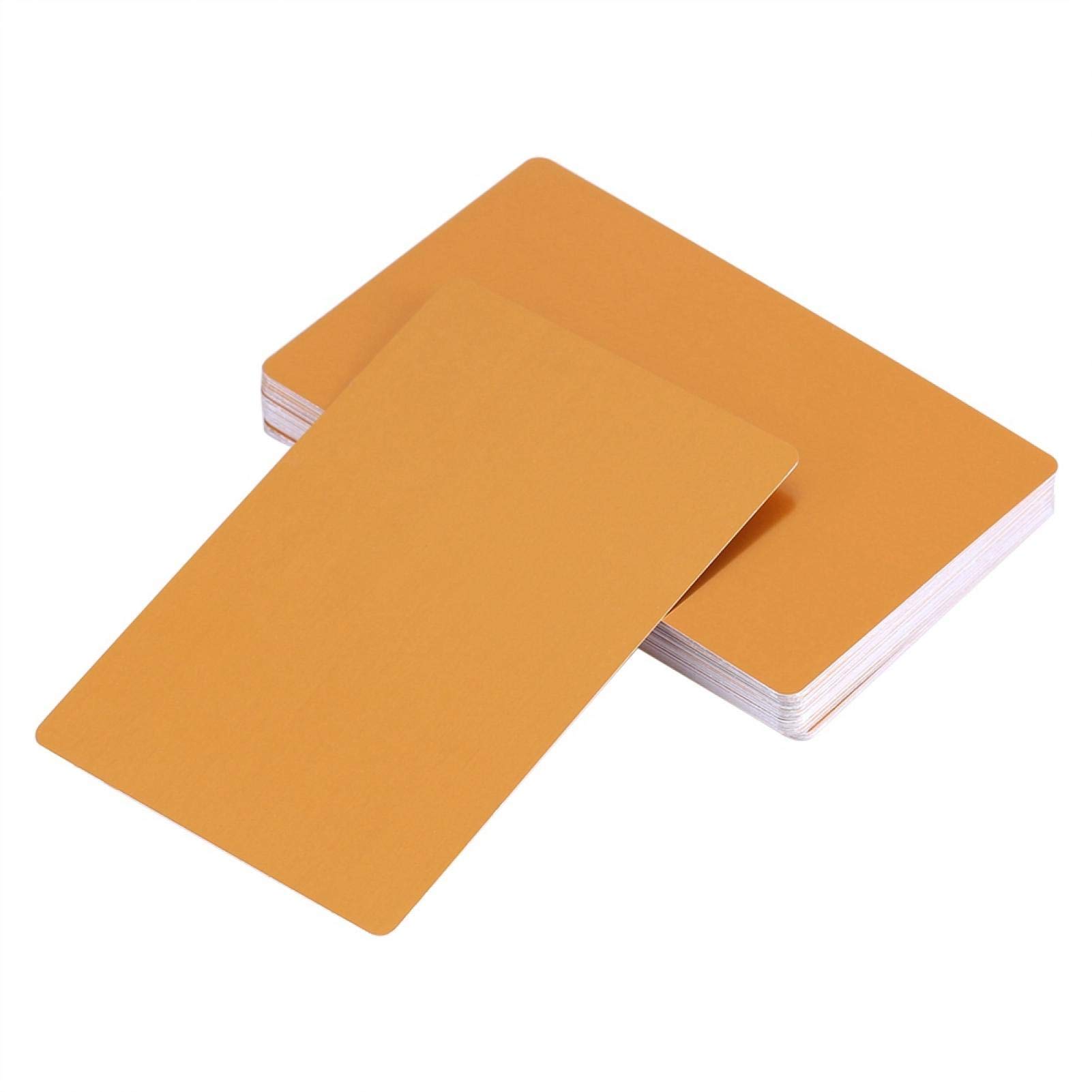 50Pcs Thick 0.22mm Sublimation Metal Business Cards Blank Inkjet Printable Card Waterproof Aluminium Alloy ID Card Business Card no Chip for Printer(Yellow)