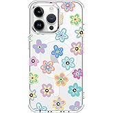 MOSNOVO Case for iPhone 14 Pro Max, [Compatible with Magsafe] [Buffertech 6.6ft Military-Grade Drop Protection] [Anti Peel Off Tech] Clear Phone Case Design - Groovy Flower