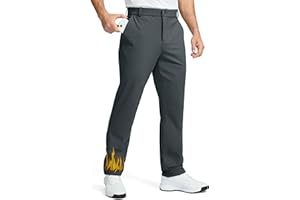 Soothfeel Men's Fleece Lined Pants 30"/32"/34" Golf Work Dress Pants Casual Insulated Warm Winter Trousers with Pockets