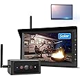 AUTO VOX Solar Wireless Backup Camera with 7" Monitor System, 1080P Rechargeable Battery Waterproof Trailer Hitch Rear View Camera with 5Mins Installation, Split Screen IR Night Vision for Truck, RV