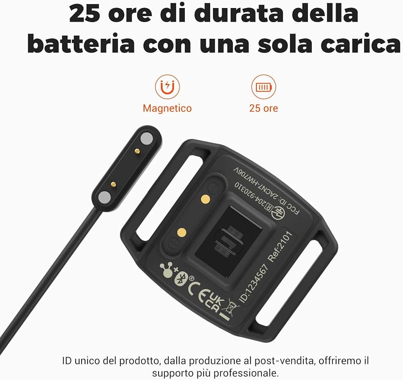 HW706 Fascia Cardio da Braccio Bluetooth Ant+, Cardiofrequenzimetro Impermeabile IP67, Compatibile con Wahoo Fitness, Strava, iCardio, DDPY, Pulsoid