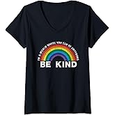 Women's in A World Where You Can Be Anything Be Kind Gay Pride LGBT V-Neck T-Shirt
