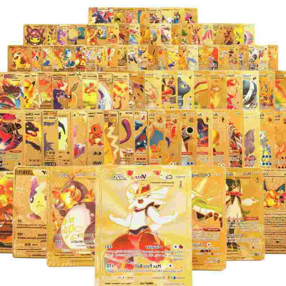 Photo 1 of 55 Gold Cards Packs for Vmax V EX GX Rare Golden Cards Deck Box Gold Foil Compatible with Fans Collectors Gifts No Duplicate