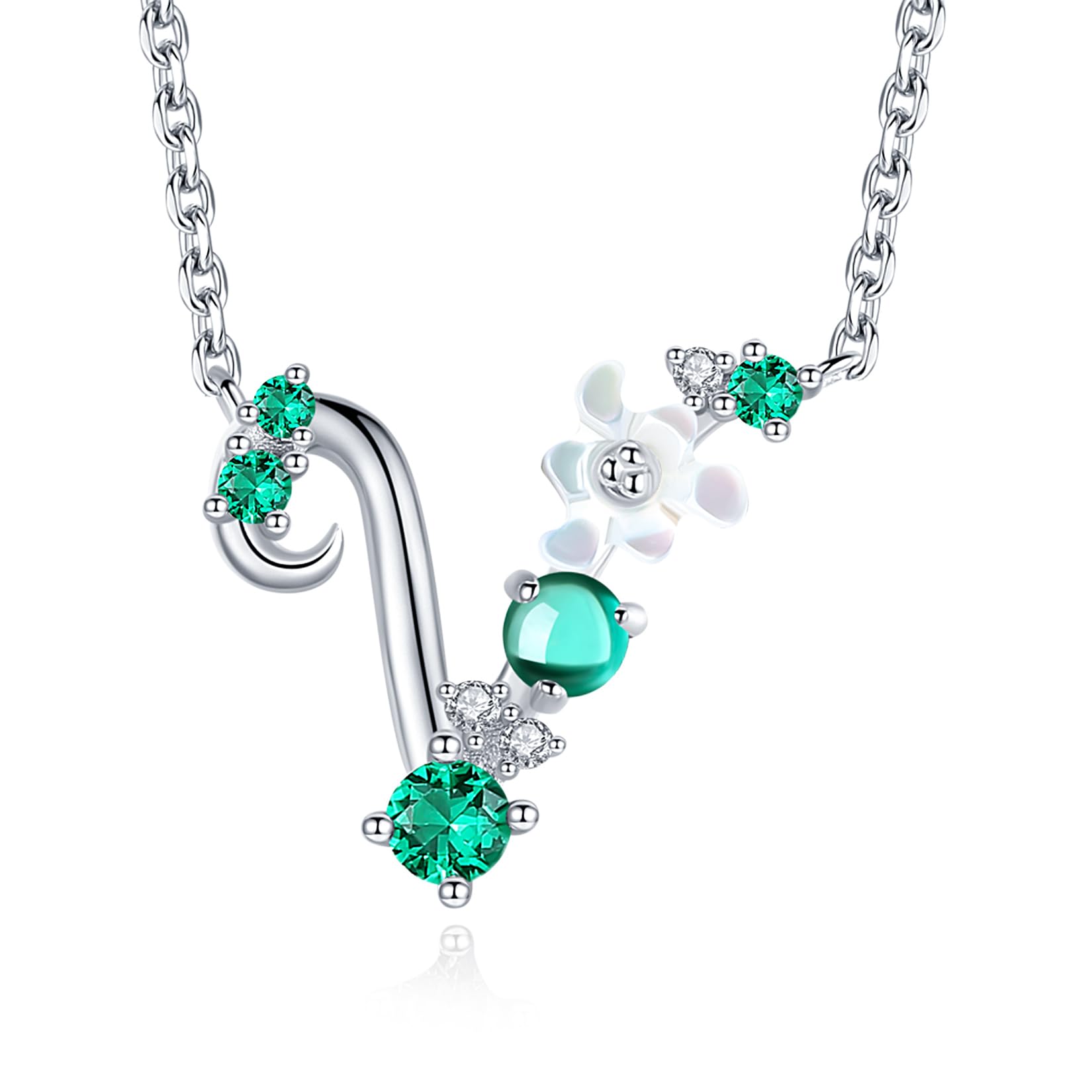 VIKI LYNN Letter V Initial Necklace 925 Sterling Silver Cubic Zirconia Personalised Alphabet Charm Pendant Necklace for Girls