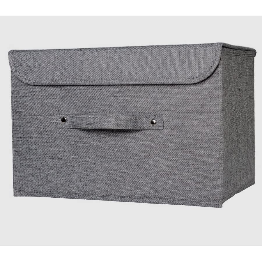 Magenta Magpie Grey Fabric Storage Box with lids Stackable and Foldable. For wardrobes, shelves, clothes, bedroom, office, cupboard, keepsake memory box, crafts, toys, shoes, socks. 37x25x25cm — image 1