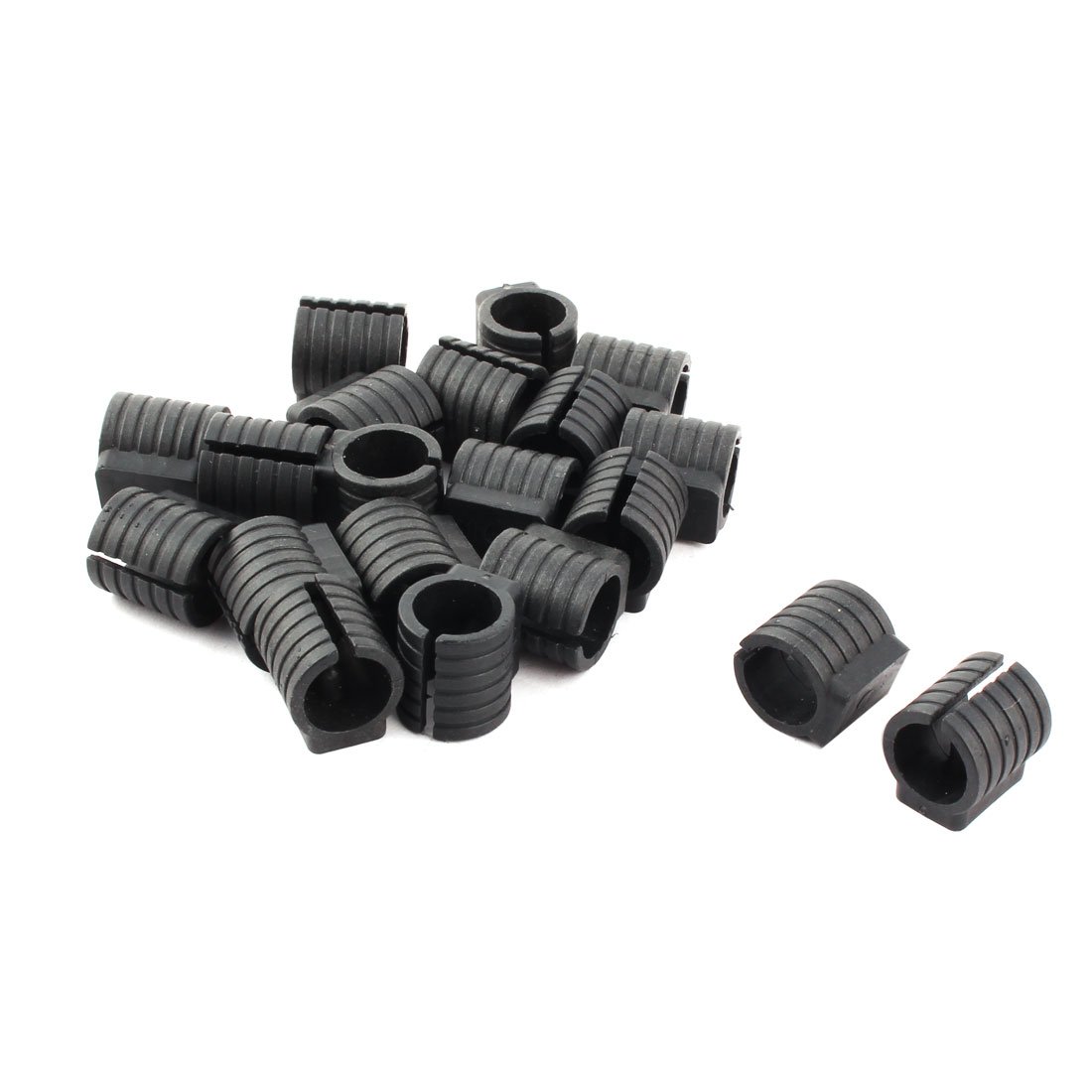 sourcing map Plastic Furniture Floor Protector Chair Pipe Foot Clamp Pads Round U-Shape Caps 14mm Dia 20pcs Black