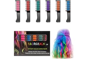 GENERIC Festive Fun Hair Chalk Combs,10 Colors Instant Hair Color Comb Washable Quick Dry Vibrant Temporary Color for All Ages for Birthday Party, Christmas Gifts (6 Color, 1set)