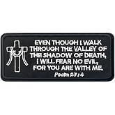 Psalm 23:4 Religious Eternal Life Bible Verse Faith Jesus Christ Theme - Iron On Sew On Patch 4", Christian Biker Patches, Iron On Sew On Patch for T-Shirts, Jeans, Hats, and Bags