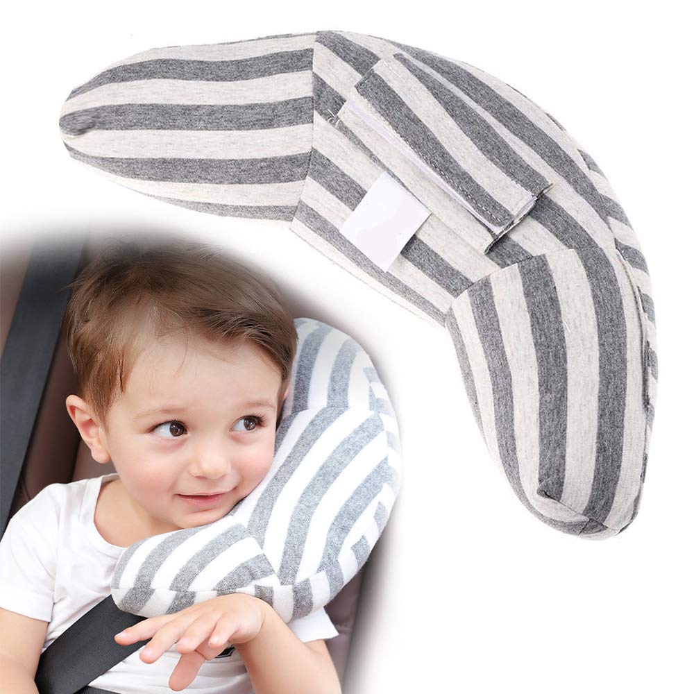 Car Seat Belt Pillow - Kids Travel Pillow Safety Car Child Seat Head Support Kids Car Seat Travel Pillow Neck Support Cushion Pad Cars Safety Belt Sleeping Pillow Safety Strap Covers (Grey)
