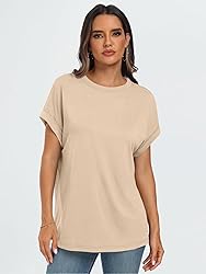 AUTOMET Womens Summer Tops Oversized Short Sleeve