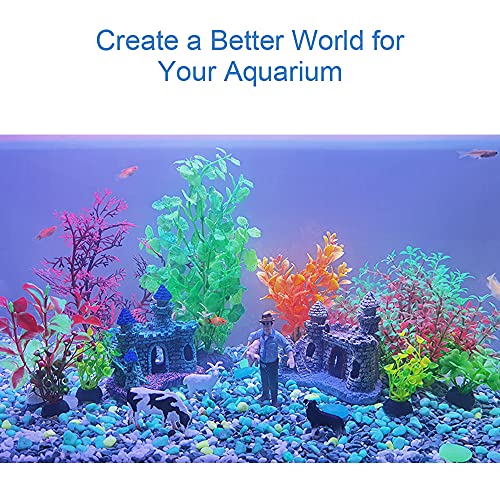Aquarium Decorations Accessories Farm Fish Tank Decor Plastic Plants Artificial Small Decoration (8-15 gallons)