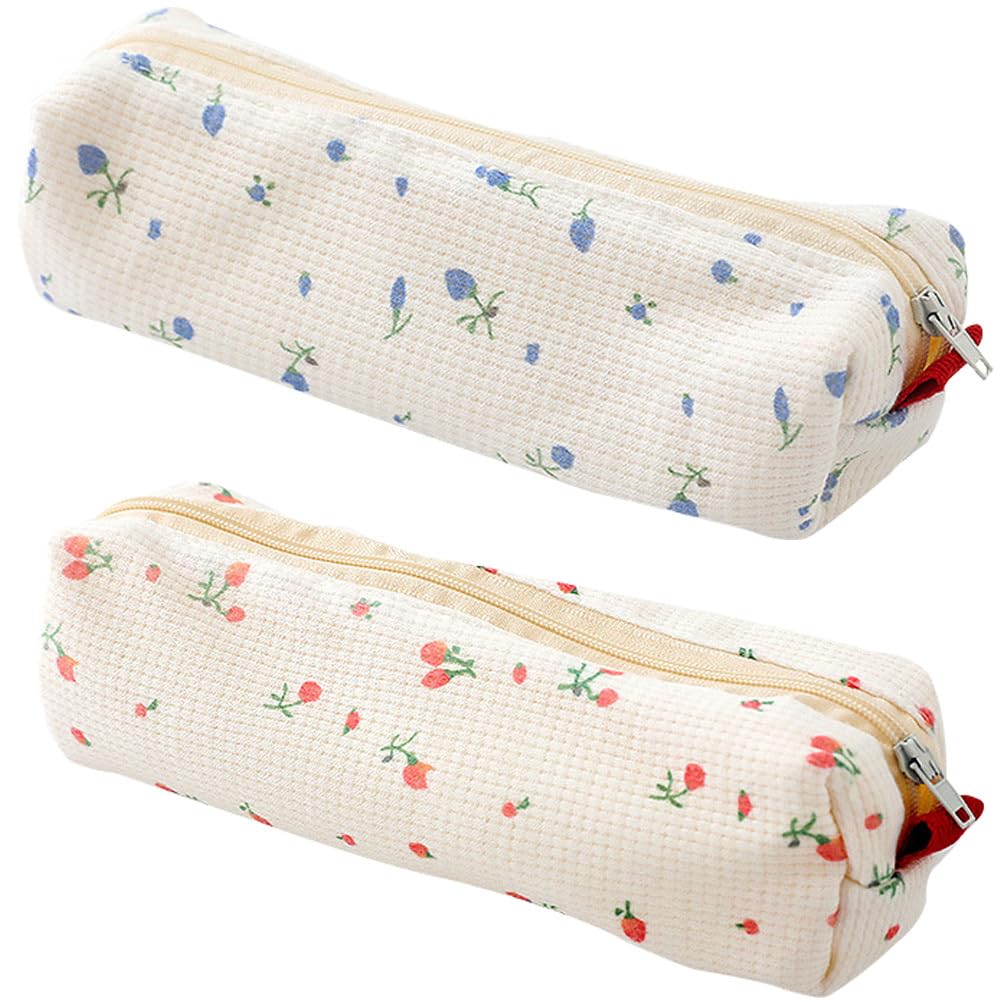 COHEALI Floral Pencil Case Holder Bag 2Pcs Floral Pencil Storage Bag Pencil Holder Pen Pencil Case Stationery Pouch Cosmetic Bag Stationery Case
