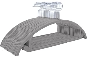 MIZGI Premium Velvet Hangers (Pack of 50) Heavyduty- Non Slip No Shoulder Bump Suit Hangers - Chrome Hooks,Space Saving Clothes Hangers,Rounded Hangers for Coat,Sweater,Jackets,Pants