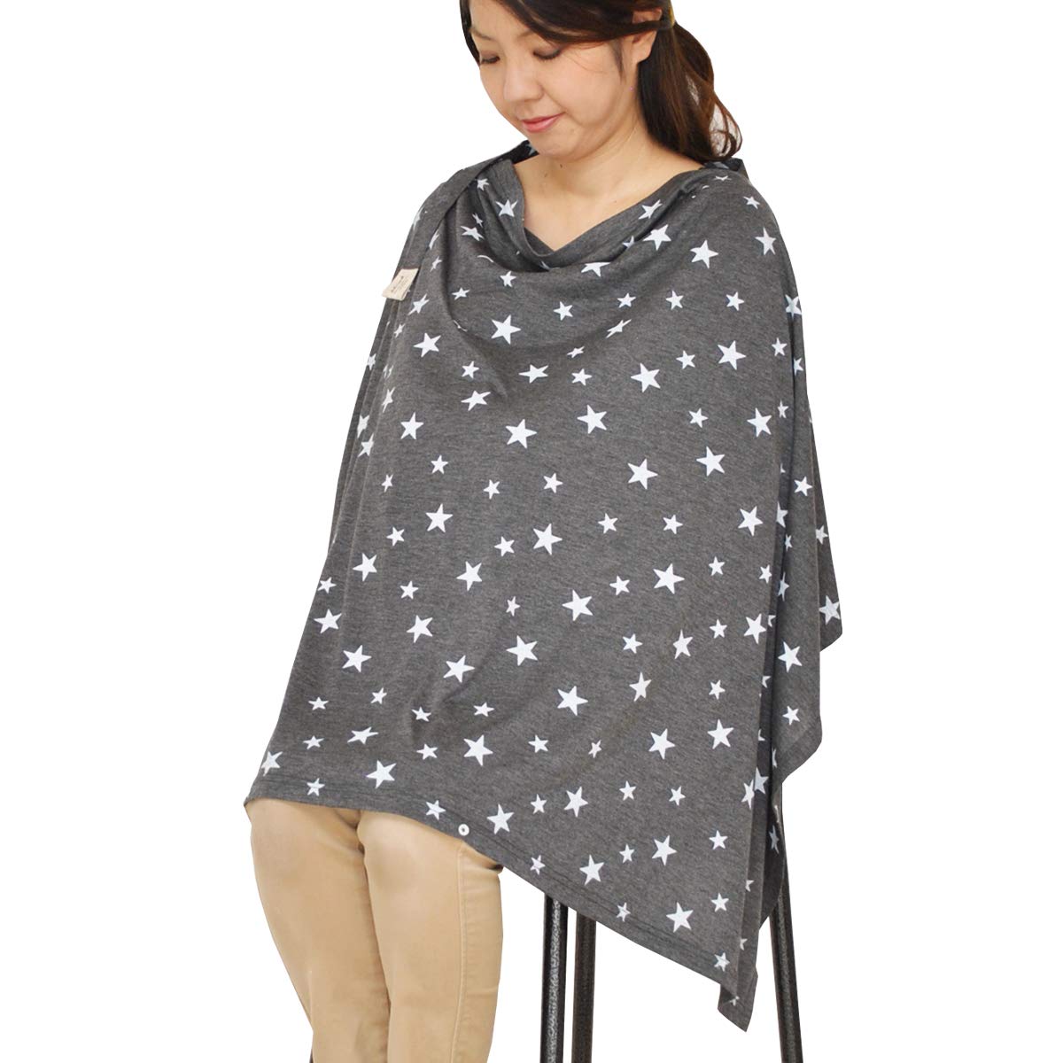 アビックス 星柄エプロンタイプ授乳ケープ チャコール 1個 (x 1) 3か月~ 899563商品画像