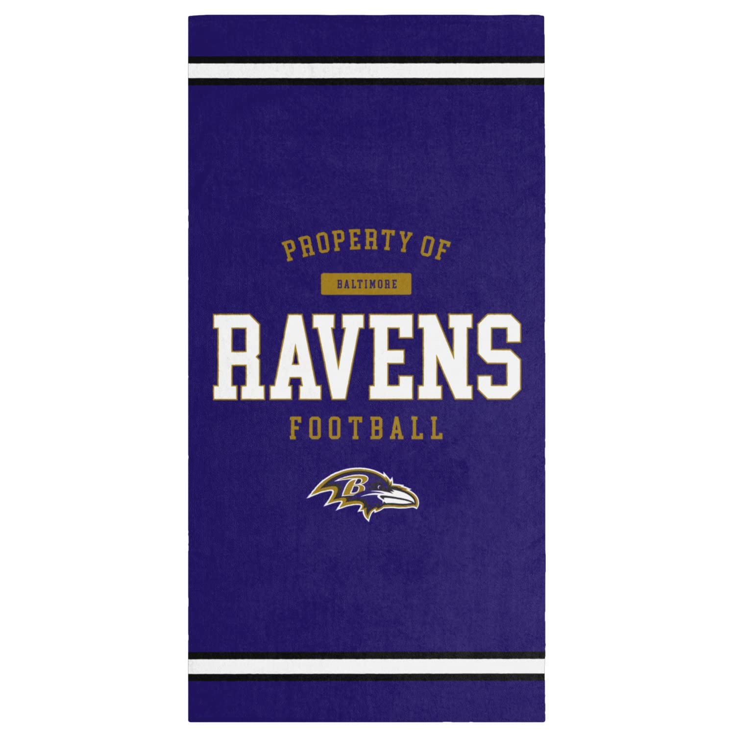 FOCO NFL beach towel PROPERTY OF Baltimore Ravens Football