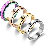 Fekang Anxiety Rings for Women - Stress Relief Spinner Rings, 4Pcs, 6MM Titanium Steel, Size 5-12