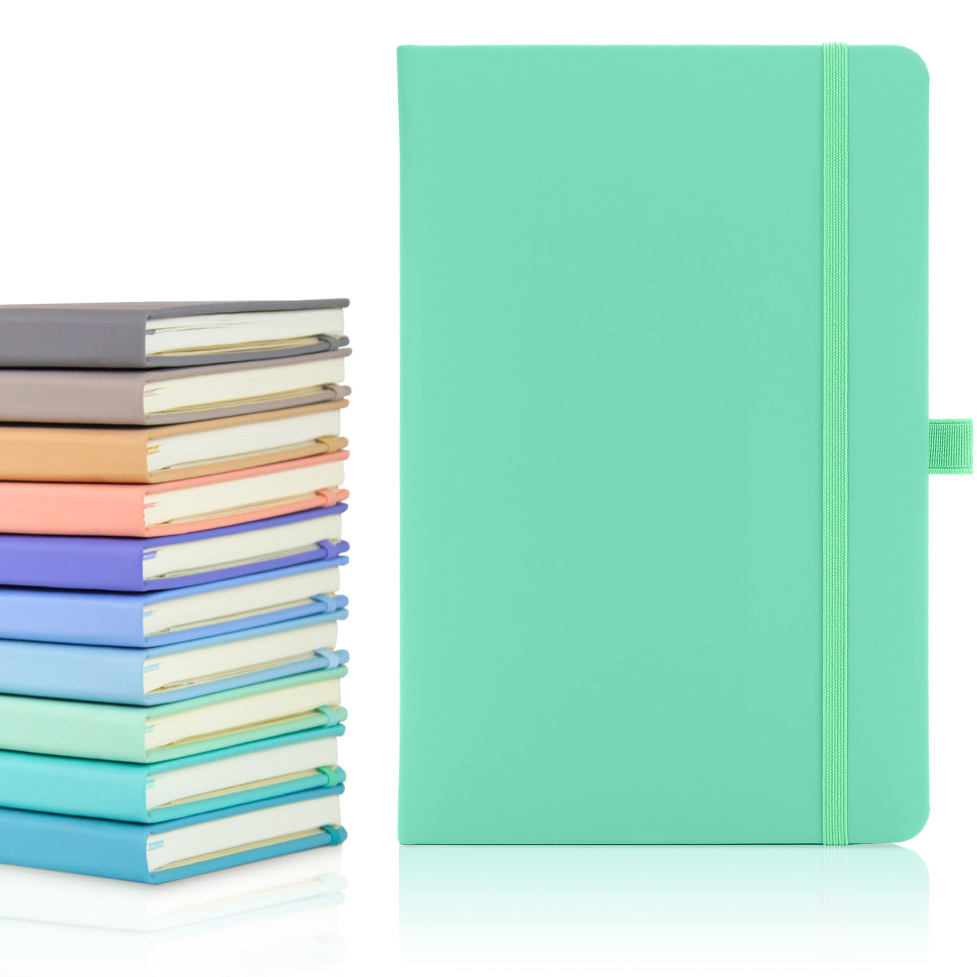 10 x Pastel Pack of Notes London A5 Notebook multipack sets with Lined Pages in a mix of pastels, Pen Loop and Expandable Paper Pocket Hardback Journal Note Book Notes (10 x Pastel Bulk Pack)