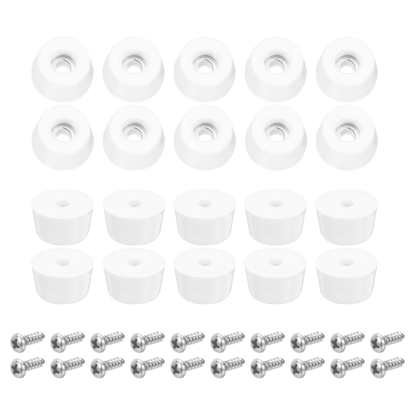uxcell 20Pcs Rubber Bumper Feet, 10mm H x 17mm W Round Pads with Stainless Steel Washer and Screws for Furniture, Appliances, Electronics