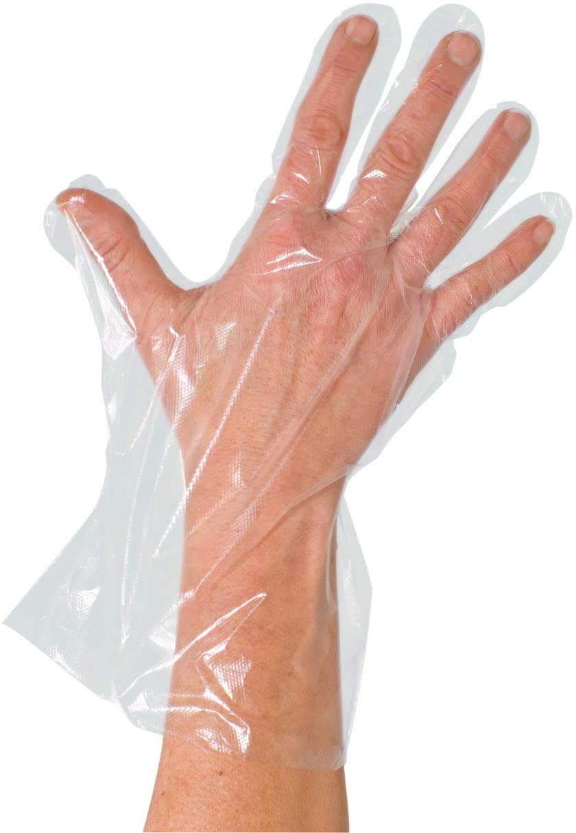 Herrmann Transparent Polyethylene Gloves (Pack of 100) - Women's Disposable Gloves with Textured Grip and Moisture-Resistant Feature