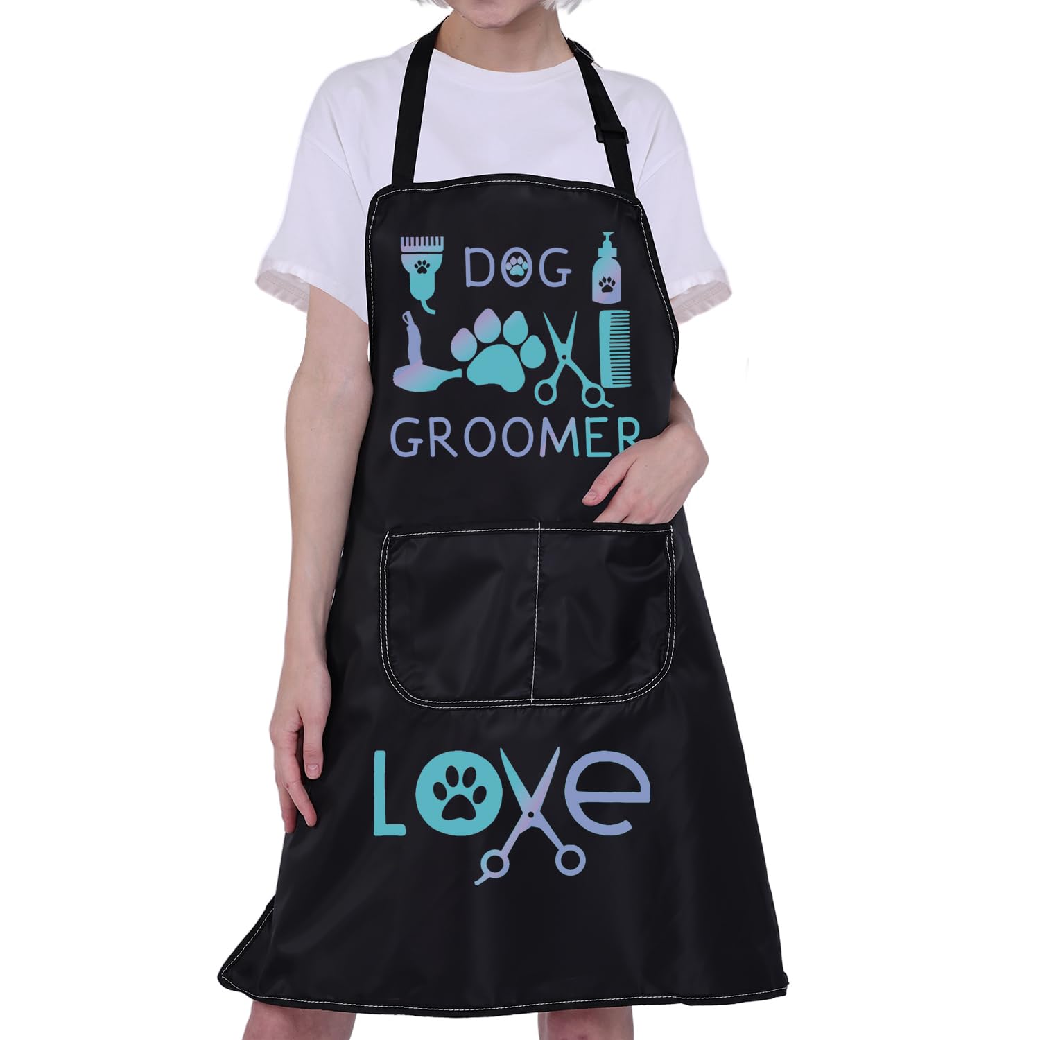 Dog Grooming Apron Waterproof with Pockets Dog Groomer Aprons Dog Groomer Gifts Dog Hairdressers Apron Groomer Apron (dog grooming aprons)