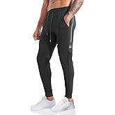 BROKIG Men's Lightweight Athletic Gym Jogger Pants, Stretch Quick Dry Workout Running Sweat Pants with Zipper Pockets
