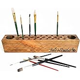 Personalized Paint Brush Holder, Handmade Wooden Artist Tool Organizer, Custom Engraved Desk Caddy for Painters, Art Studio Storage Stand, Unique Gift for Artists, Artist Gift