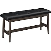 HOOBRO Dining Bench, Bamboo Dining Room Bench with PU Leather Upholstered Seat, for Kitchen, Living Room, Hallway, Kitchen, Entryway, Brown and Black CB13CD01