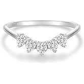 EAMTI Moissanite Wedding Bands for Women 5 Stone Eternity Bands Rings D Color VVS1 Clarity 925 Sterling Silver Anniversary Moissanite Stackable Engagement Curved Rings for Women Size 5-10