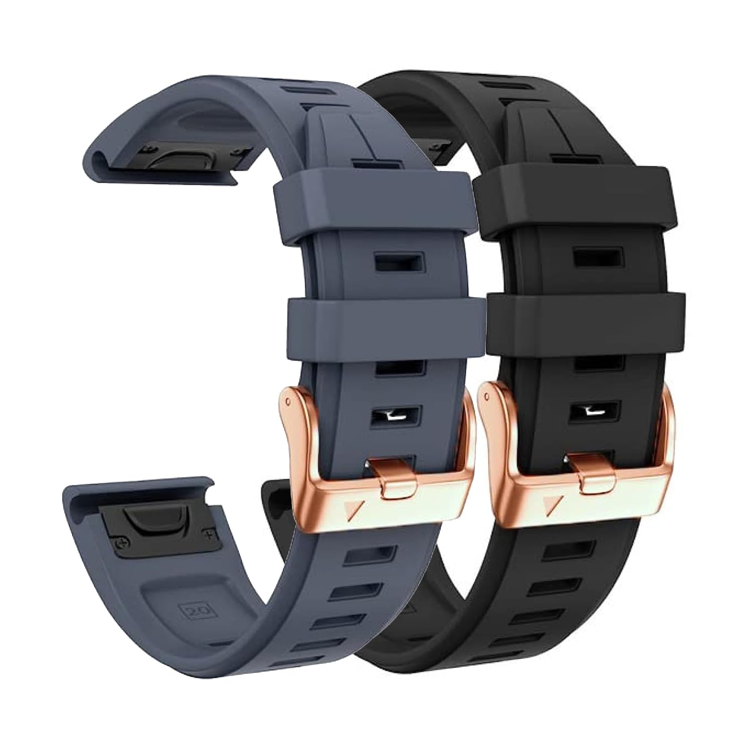 ANNESA 20mm Silicone Watch Band Replacement for Garmin Fenix 7S, 6S, 5S, D2 Delta S Smartwatches (Slate+Black)