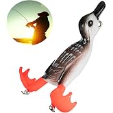 Duck Fishing Lure for Fresh &amp; Saltwater, Topwater Baits Bass Fishing Lure | Splashing Feet, Soft Fish Catching Baits with Hooks, Fishing Lures Water Fishing Baits for Bass Snakehead Pike