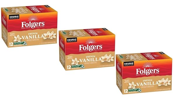 FOLGERS, GOURMET SELECTIONS, K-CUP SINGLE SERVE COFFEE, 12 COUNT, 3.38OZ BOX(PACK OF 3) (VANILLA BISCOTTI)