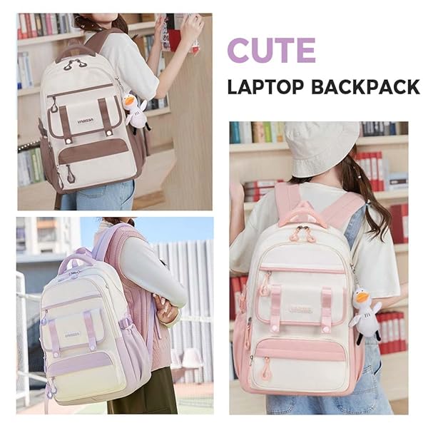 MININAI WOMENS GIRLS BACKPACK FOR SCHOOL CUTE AESTHETIC LARGE LAPTOP BACKPACK KAWAII PREPPY TEEN KIDS BOOKBAG TRAVEL DAYPACK (PURPLE,L)