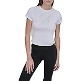 DKNY womens Foil Logo Short Sleeve Baby Tee