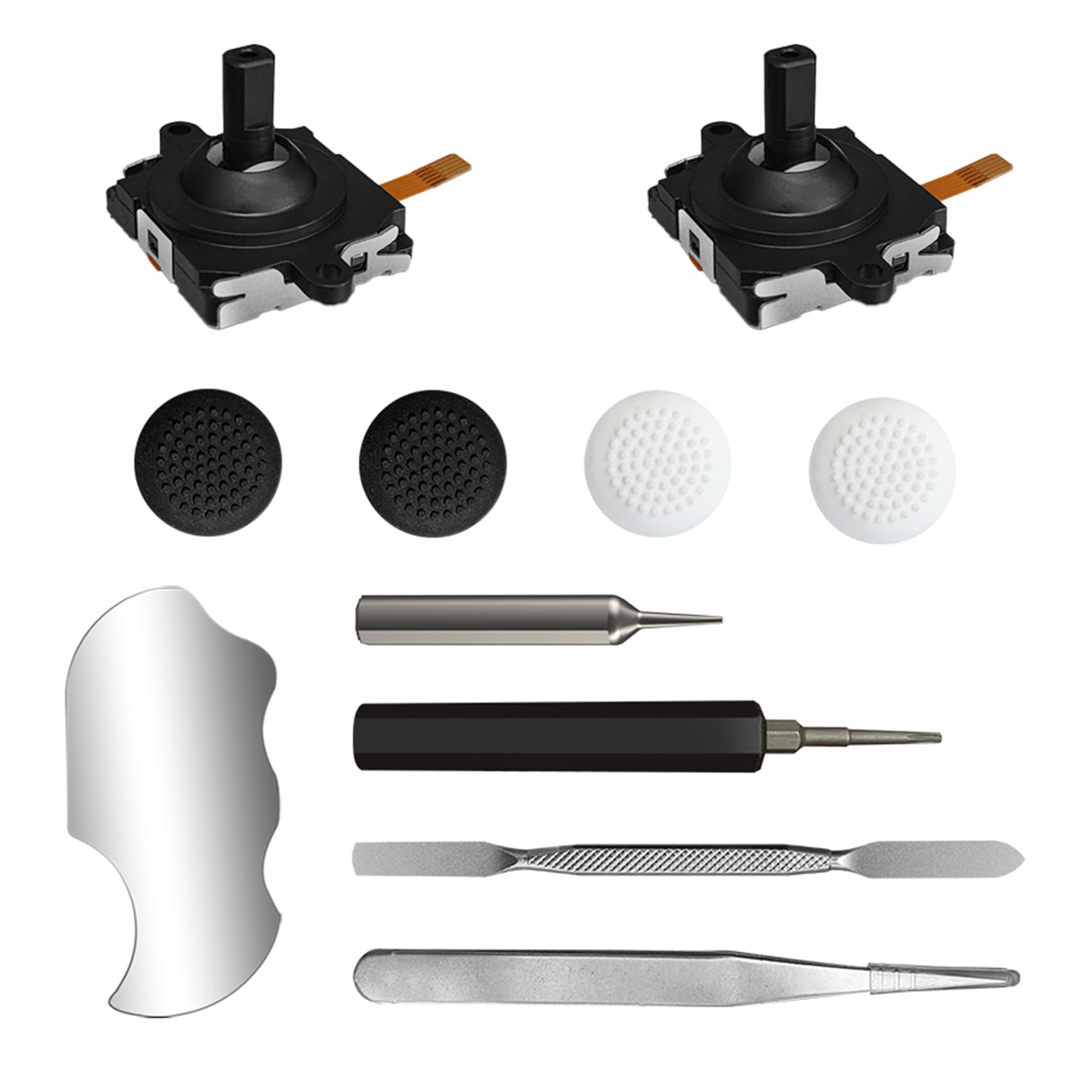 Joystick Replacement Kit for Meta Quest 3 Controllers（11-in-1）– Includes 2 Joysticks, T5 Screwdriver, Tweezers, Pry Tool, 4 Thumbstick Grips – Repair Kit for Oculus Quest 3 Controller