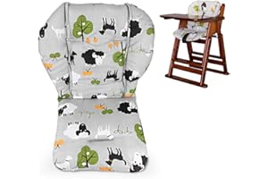 Twoworld High Chair Cushion, Large Thickening Baby High Chair Seat Cushion Liner Mat Pad Cover Breathable(Grey Sheep)