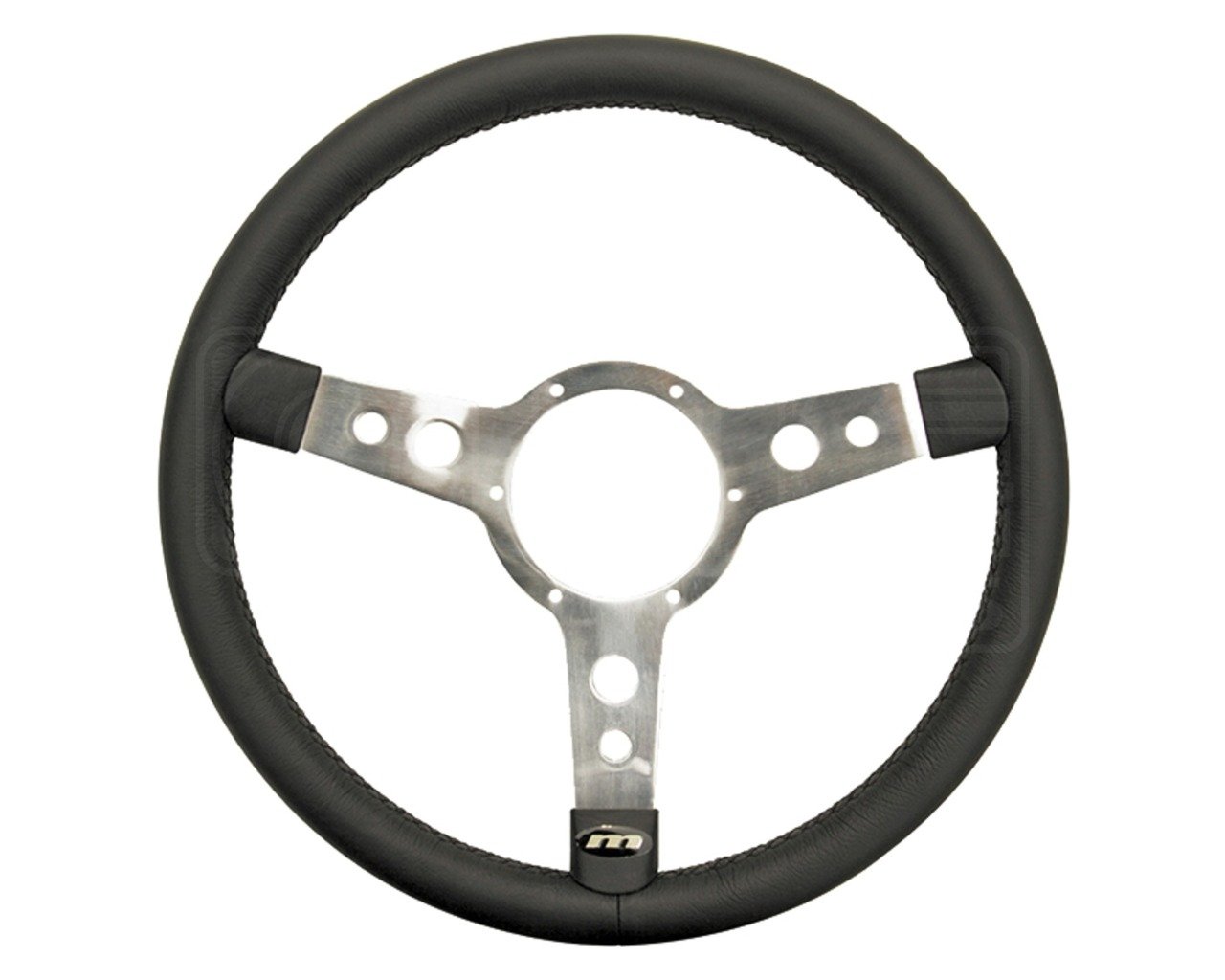 Mountney 43SPVB Polished Center Semi - Dished 3 Spoke, Black Vinyl