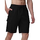 TBMPOY Men's Cargo Shorts Casual Work Cotton Drawstring Elastic Waist Stretch Summer Short for Men with 5 Pockets