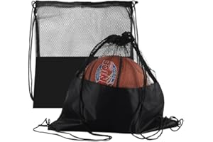 QOOWFEANIG 2 Pack Set Basketball Carrying Net Bag Football Sports Duffel Adjustable Mesh Carry Bag Athletic Gear Sport Game B