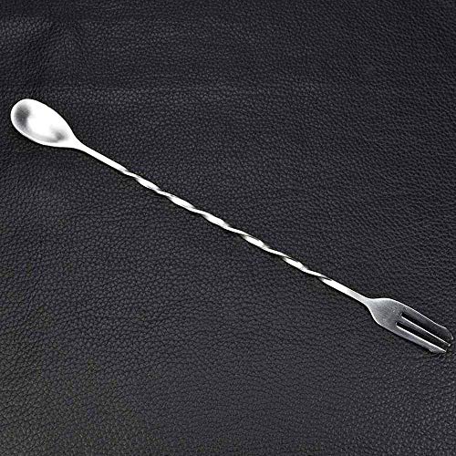 Tpingfe Double-Headed Spoon Fork, Stainless Steel Bar Cocktail Drink Mixer Twisted Bartending Mixing Stirring (Long+Short)