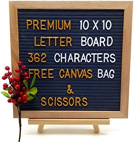 Felt Letter Board Changeable 362 Character &amp; Symbol Set (Oak Wooden Frame 10"x10")