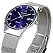 Tamlee Mens Black Plated Slim Case Mesh Stainless Steel Band Waterproof Watches for Men (TM-8106Blue)
