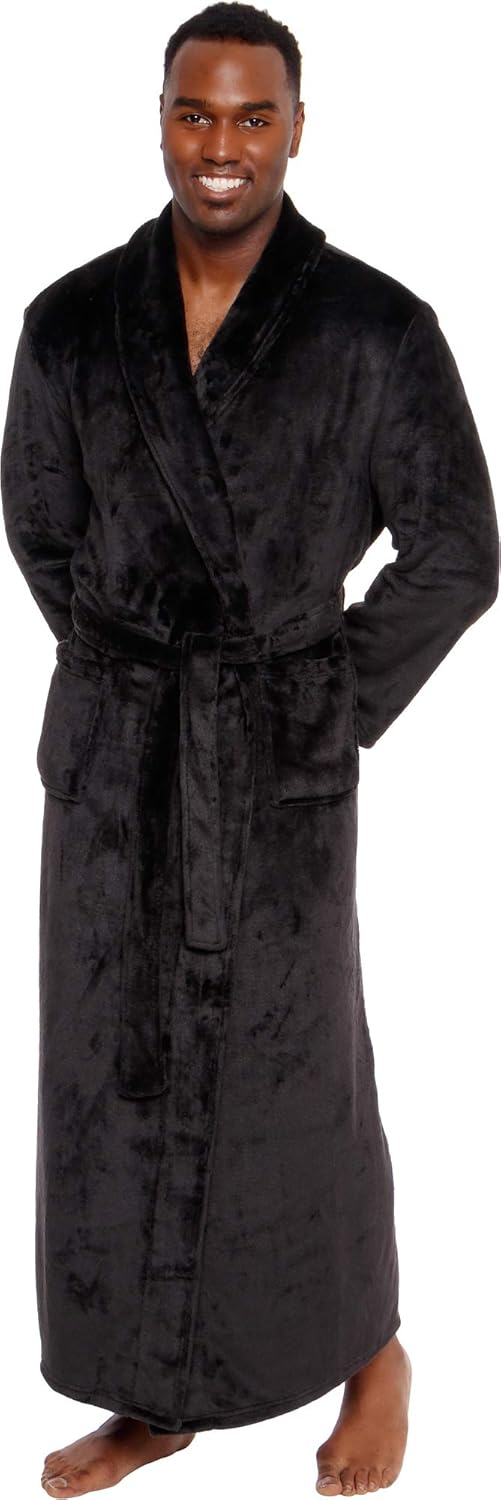 Ross Michaels Men's Big and Tall Full Length Long Bathrobe House Coat Pajamas: Clothing