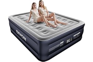 DIVON Full Air Mattress with Built in Pump Raised, 2 Min Self Inflatable Mattress, 18’’ Blow up Mattress for Adults, 660 LBS Portable Air Bed for Guest, Camping, Travel & Floor, Dark Blue