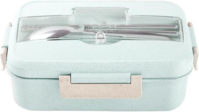 Amazon Co Jp ベィジャン お弁当箱 仕切り付き ランチボックス 電子レンジok お箸とスプーン付き 汁漏れなしお弁当箱 1段 大容量 携帯便利 通勤 通学 グリーン F 服 ファッション小物