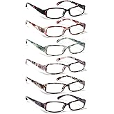 Ladies Reading Glasses 6 Pairs Blue Light Blocking Readers Spring Hinge with Pattern Print Eyeglasses for Women (Multi-Color, 2.0, multiplier_x)