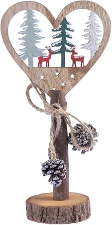 Albero Di Natale In Legno Amazon.Bestoyard Albero Di Natale Legno Piccolo Forma Cuore Con Pigna Renna Regali Di Natale Decorazioni Natale Addobbi Legno Amazon It Casa E Cucina