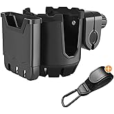 Xislet Wheelchair Cup Holder for Walker, 2-in-1 Walker Drinks Holder with Phone Holder for Rollator, Scooter, Bike, Mobility, Camper, Stroller, Holds Stanley, Yeti, Owala and More, Black