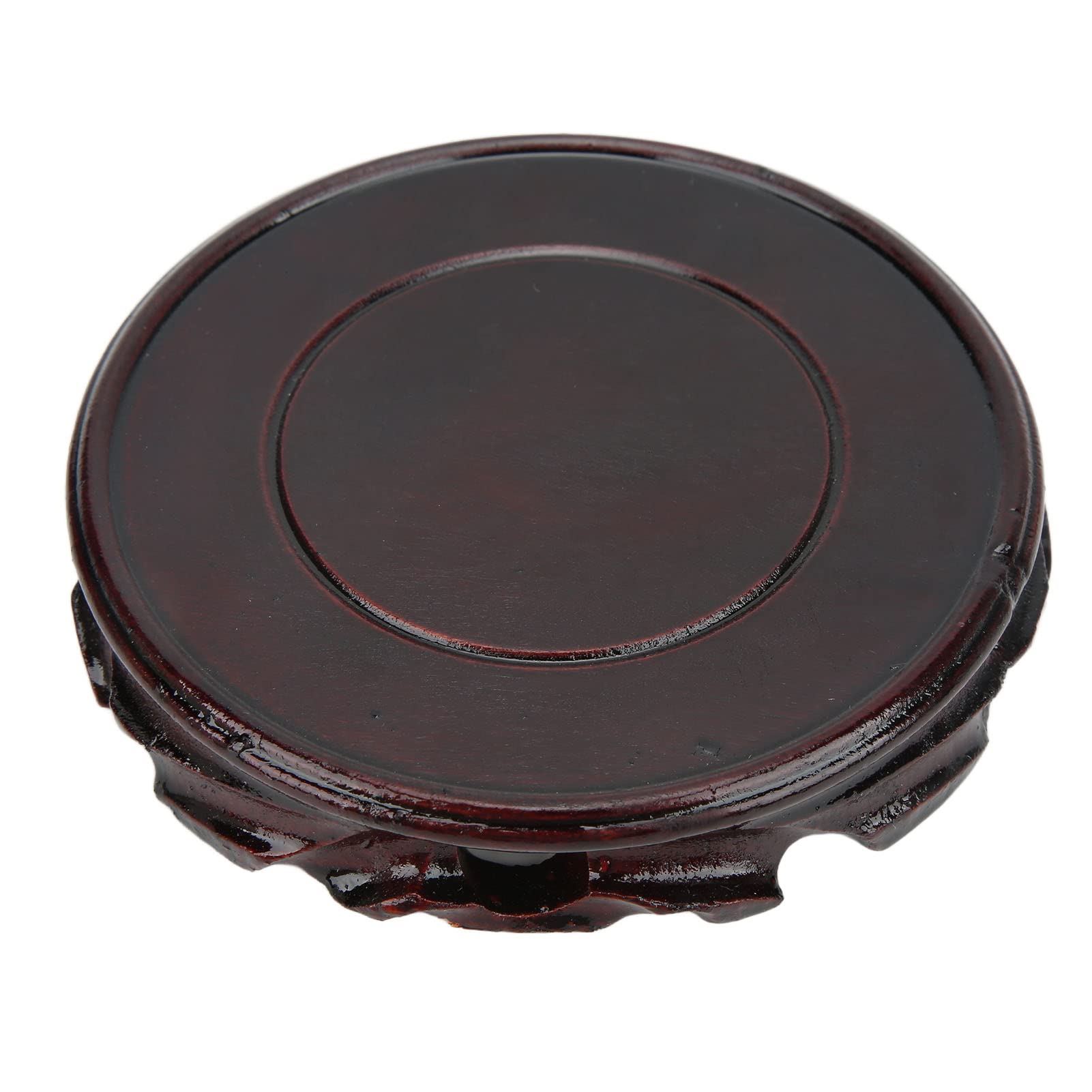 Oriental Furniture Wooden Display Stand Base Lotus Pedestal Vase Base Table Lamp Teapot Base Home Decoration(Inner diameter 12 height 2.5 cm)