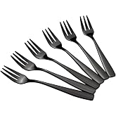 Teyyvn 16-Piece Dessert Fork, Stainless Steel 3-Tines Fork, Black | Appetizer Forks, 5.98 Inches, Cocktail Salad Fruit Forks, Mirror Polished Silverware Fork, Ideal for Cakes, Fruit, Salads